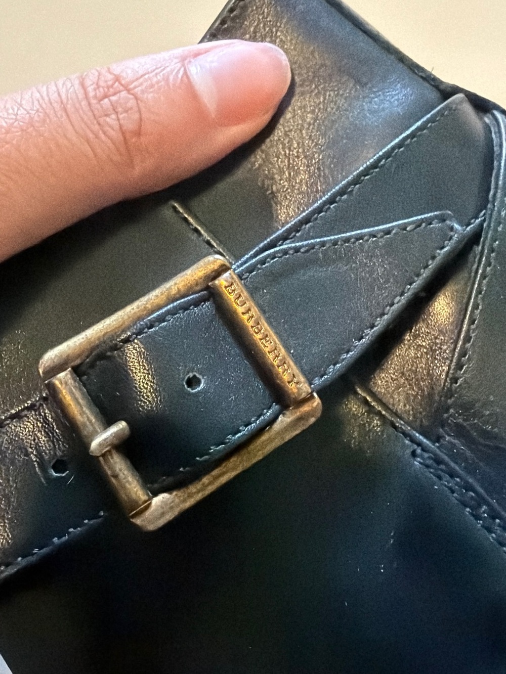 Burberry Black Leather Ankle Booties with Buckle Detail - Picture 5 of 10